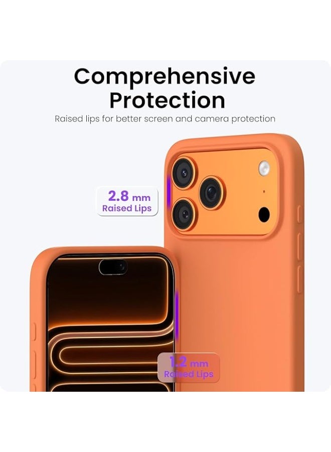 INEIX Case for iPhone 17 Pro Soft Liquid Silicone Gel Case Full Body Shockproof Protection Matte Finish Cover Soft Microfiber Lining Cushion Slim Back Case for iPhone 17 Pro (Orange) - Image 2